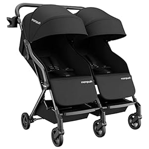 Mompush Lithe Double Stroller, Lightweight Twin Stroller with Aluminum Frame and Two Large Individual Recline Seat…