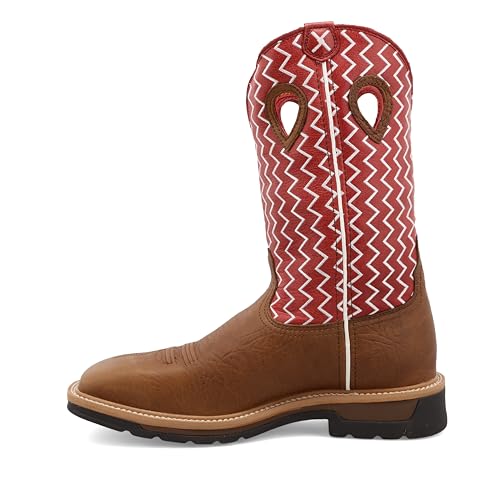 Image of Twisted X Men's 12 inch Western Work Boot, Square Toe, Distressed Saddle Shoulder & Cherry, 11.5 EE