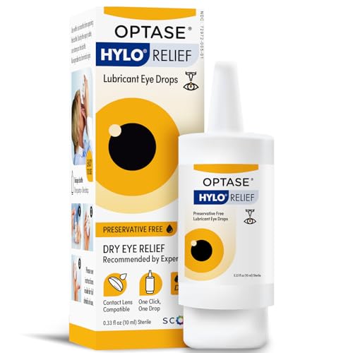 Optase HYLO Relief Dry Eye Drops 0.33 fl oz (10ml) 300 Doses - Preservative Free Eye Drops for Dry Eyes - Gentle Lubricant Multi-Dose Solution - Contact Lens Compatible for Daily Comfort
