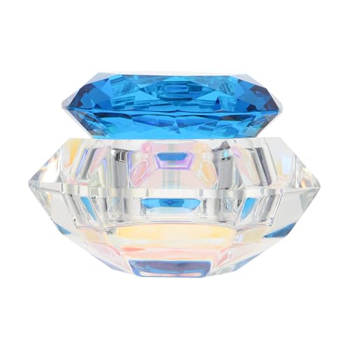 Vaso de cristal para lavado de pinceles de uñas con tapa azul miniatura 1