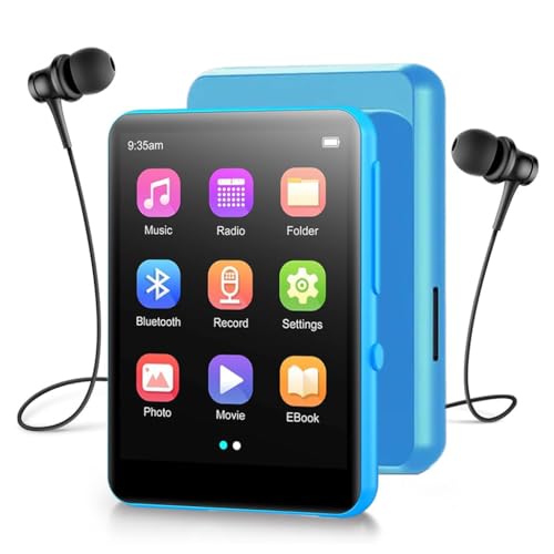 Image of AUDIOCULAR M31 16GB Portable Mp3 Music Player with Bluetooth, 2.4 inch LCD Touch Screen, Video Playback, Built-in Speaker, Voice Recording Function Mini HiFi Lossless Digital Audio Player (16GB - Blue)