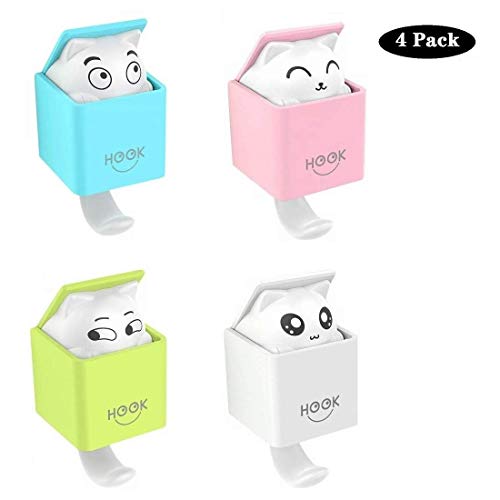 JUHOT Cute Cartoon Wall Hook, Adhesive Hook,Wall-Mounted Hook with Decorative Walls,to Hang Backpack