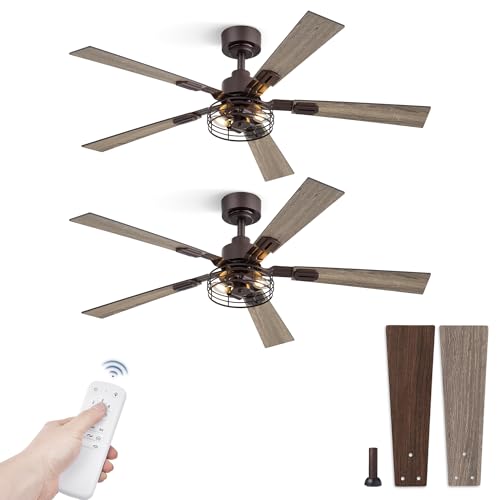 Image of Fanbulous 48 Inch Farmhouse Rustic Ceiling Fan with Light & Remote,2 Pack