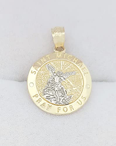 10K Yellow Gold Saint Michael The Archangel Pendant Charm St. Michael Medal Small2