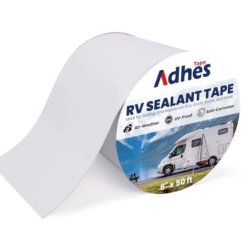 Adhes Ruban éTanche Blanc En Butyle Pour RV 150 MM X 15 M Ruban Pour Caravane, Bande Etancheite Autocollante Bitumeuse, Camping-Car, Toiture