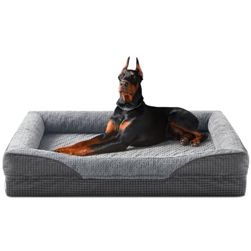 FURTIME Orthopädisches Hundebett Grosse Hunde, Memory Foam Hundekorb XXL, Abnehmbar und Waschbar, rutschfeste Hundekörbchen, Hohem Rand Hundesofa, 122 x 89 x 19cm