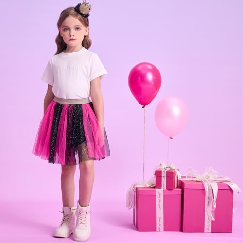 Image of DXTON Girls Tutu Skirt Rainbow Toddler Tulle Ballet Dance Skirt for 3-10Y