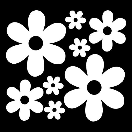 Image of Groovy Daisy Flower (White) (Set of 2) Premium Waterproof Vinyl Decal Stickers for Laptop Phone Accessory Helmet Car Window Bumper Mug Tuber Cup Door Wall Decoration