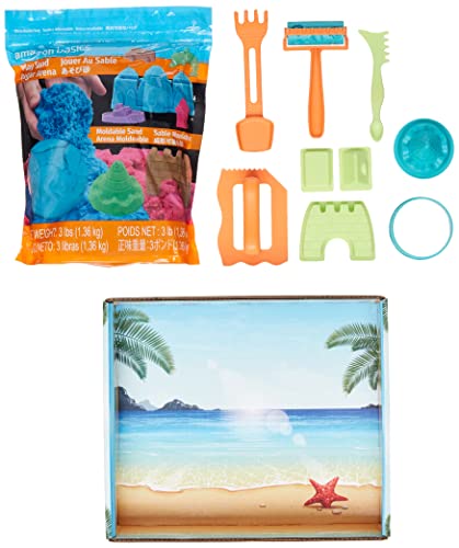 Amazon-Basics-Moldable-Sensory-Play-Sand-With-Castle-Molds-and-Tool-11-Piece-Set-For-Kids-Ages-3-and-Up-Blue Amazon-Basics-Moldable-Sensory-Play-Sand-With-Castle-Molds-and-Tool-11-Piece-Set-For-Kids-Ages-3-and-Up-Blue