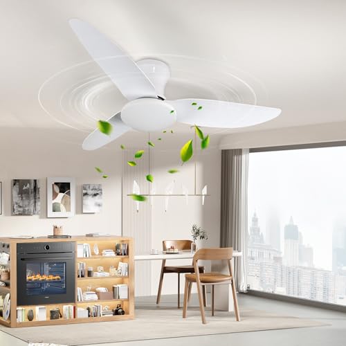 Litglobe Ventilador de Techo con Luz,100CM Lampara Ventilador Techo Silencioso con 3 Aspas,Ventiladores de Tech𝐨 co𝐧 Mando a Distancia APP,6 Velocidades,Reversible,3 Colores Regulable,Blanco