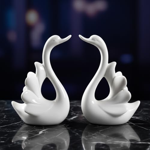 Image of Ekhasa Nostrae Cute Swan Couples Show Pieces for Home Decor Bed Room Decorative Items | Romantic Love Showpieces Gift Item for Valentines Day