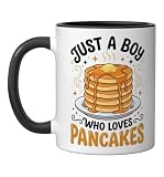 Just A Boy Who Loves Pancakes Ceramic Mug, Black/White, 11oz