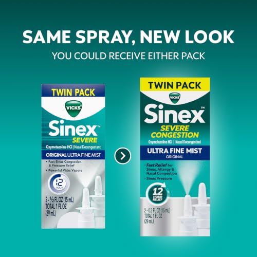 Vicks Sinex SEVERE CONGESTION Nasal Spray, Original Ultra Fine Mist Nose Spray, Nasal Decongestant Sinus Medicine, Nasal Congestion Relief & Sinus Pressure Relief due to Cold or Allergies, 530 Sprays - image 2