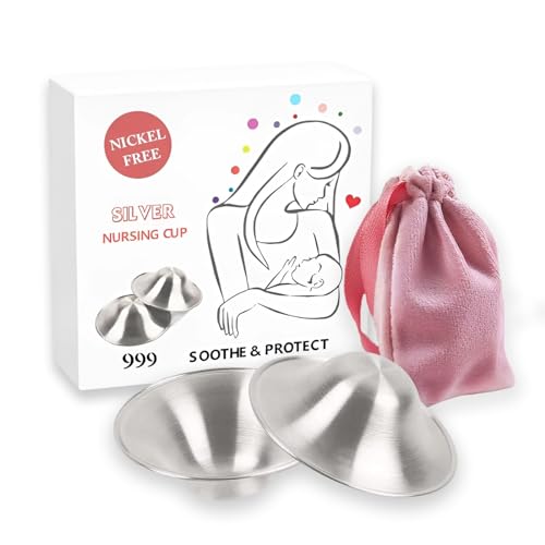 Butterbean. Silver Nipple Shields, Silver Nipple Shields for Breastfeeding, Silver Nipple Shields Large, 999 Silver, Made from Pure Healing Silver Which Protects and Soothes Sore & Cracked Nipples