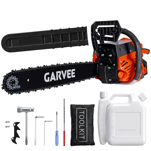 Image of Garvee 52cc Gas Powered Chainsaw, 2-Stroke Engine with Quick Start & Ergonomic Non-Slip Handle for Efficient Wood Cutting, Tree Trimming and Land Clearing- Orange