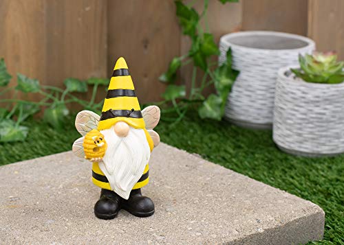 Bumble Gnome Bright Yellow And Black 6 Inches Polyresin Outdoor Garden Statue #TOP5