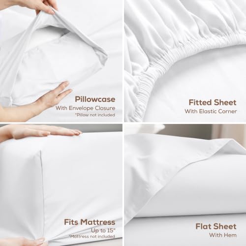 Image of Utopia Bedding Twin XL Bed Sheets Set - Pack of 2 Sheet Sets - Perfect for Spa, Hotel, & Guest Bedroom - Brushed Microfiber - Shrinkage and Fade Resistant - Easy Care (White)