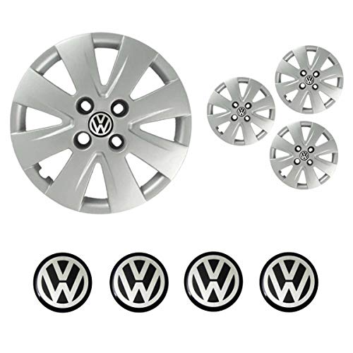 Jogo Calota Aro 14 Gol Voyage Saveiro G5 2009 à 2012 Volkswagen + Emblema Resinado