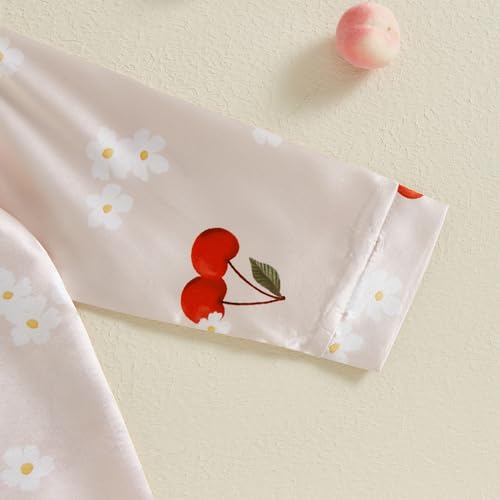 Qiylii Toddler Girls Soft Satin Pajamas Long Sleeve Button-Up Pajamas Shirt and Pant 2PC Silk Pajamas Kids Nightgown4