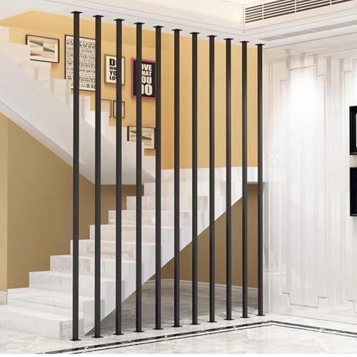 Set di pali per ringhiera per scale, in metallo, per interni ed esterni, divisorio per stanze, per patio, adatto per gradini in legno di cemento, ringhiere in metallo, mandrini (stile 2, 60 cm)