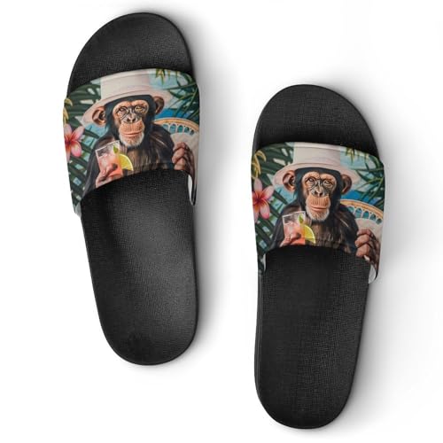 Funky Monkey Cocktail PVC Home Slippers Non-Slip Shower Shoes Casual Bathroom Slippers for Women Men