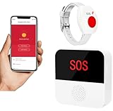 WiFi Caregiver Call Button System Smart App Alert Emergency Call Button Personal Help Alert at Home for Elderly Patients 1 Bracelet Call Button 1 Receiver