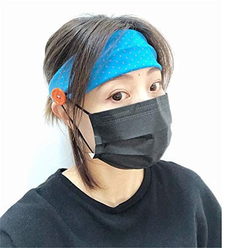 Preisvergleich Produktbild hangzhoushiJacob Elsie 4 Stück Stirnband mit Knopf Haarband Einfarbig Elastische Stirnbänder rutschfest Sport Haarreifen Casual Outdoor Turban-Kopf-Verpackungs für Damen(Blau A)
