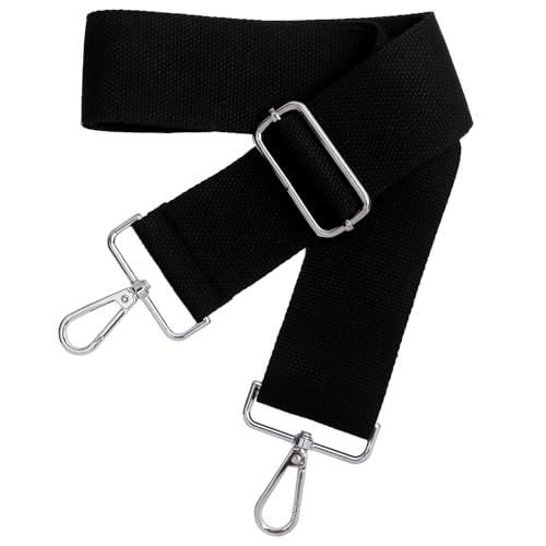 Schultergurt für Tasche, Taschengurte zum Wechseln Verstellbar, Breit 5cm Taschengurt mit Silber Karabiner, Taschengurt Schwarz für Handtasche Crossbody