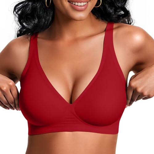 Vertvie Jelly Wireless Bras for Women Push Up Plunge Seamless T-Shirt Bras No Underwire Supportive...