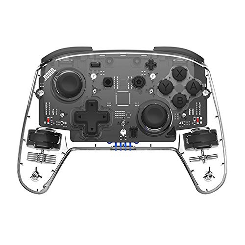 Fuoliystep Game Controlling Handle, Transparent Black 7 Colors Lights Game Handle, Wireless Flexible Controlling Handle Turbo Speed Up Console Handle, for Home, Game, Entertainment