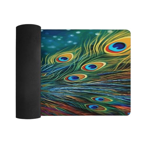 Colored Peacock Desk Pad con base de goma grande 30x60 cm miniatura 3