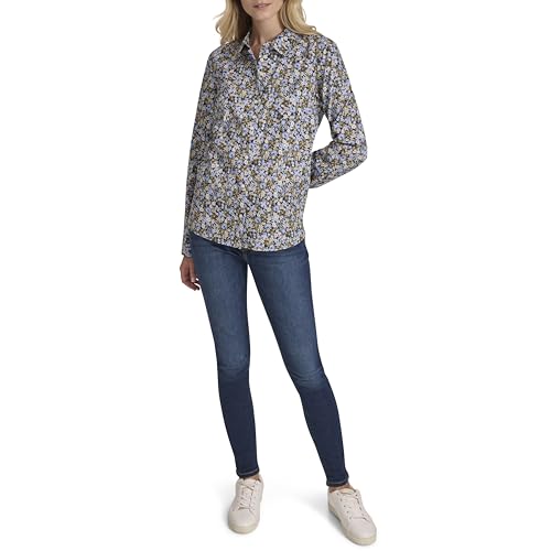 Image of Nautica Women's Button Front Long Sleeve Roll Tab Shirt