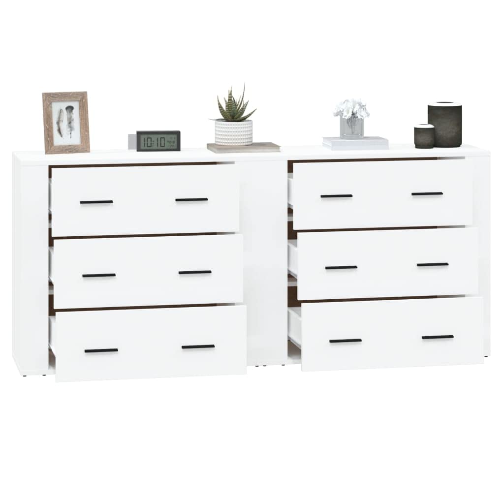 Lot de 2 buffets en bois - Blanc - 80 x 33 x 70 cm
