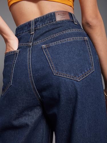 Image of Miss Chase Women's Wide-Leg High-Rise Regular-Length Stretchable Shaping Denim Jeans