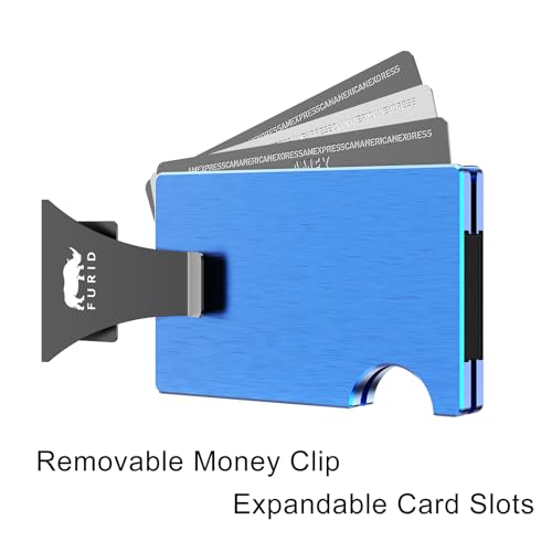 Image of furid Minimalist Card Wallet for Men Slim: Rfid Metal Wallet with Money Clip Credit Card Holder - Gift for Man Husband at Brithday Stocking Stuffers
