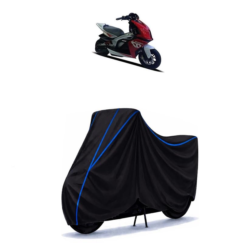Image of Scooty Cover Water Resistant for Creon | Universal Scooter & Bike Cover | Heavy Duty UV Protection | Dust, Rain & Scratch Protection | Elastic Fit All Weather Indoor Outdoor | Black with Blue Piping