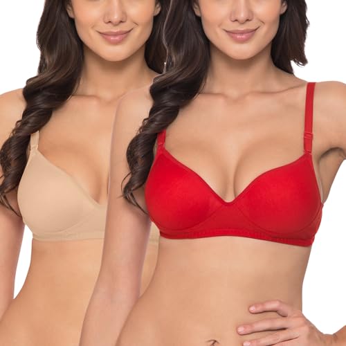 Image of Komli - Heavily Padded Push-Up Bra - Cotton Rich - Balconette - 3 /4th Coverage, Seamless, Wireless, Multiway Straps - T-Shirt Bra (Pack of 2)