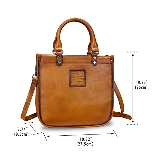 Image of Genuine Leather Handbags for Women Vintage Real Leather Fashion Tote Bag Shoulder Bag Crossbody Bag Satchel Purse