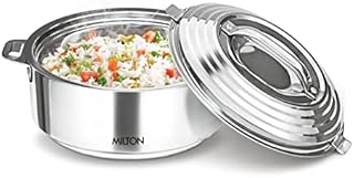 MILTON Galaxia 3500 Insulated Stainless Steel Casserole, 3300 ml | 111 oz| 3.5 qt. Thermal Serving Bowl, Keeps Food Hot & Cold for Long Hours, Elegant Hot Pot Food Warmer Cooler, Silver
