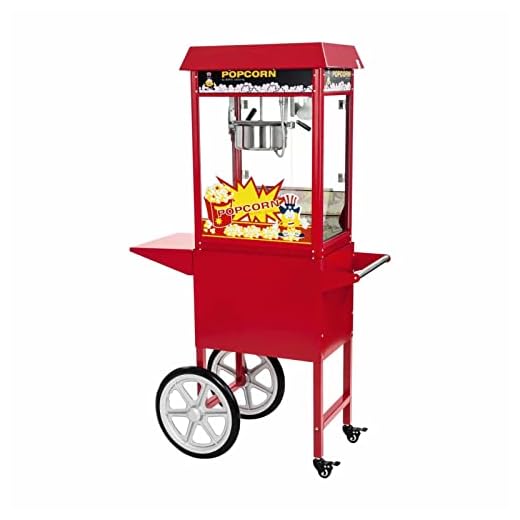 Royal Catering Palomitera Máquina Para Hacer Palomitas RCPW-16E (Rendimiento: 5 kg/h, 16 L/h, Olla con Revestimiento de Teflón, 1600 W, Con carrito)