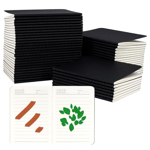 Cuaderno de papel negro LEXININ A6 en pack de 50 mini diarios con líneas