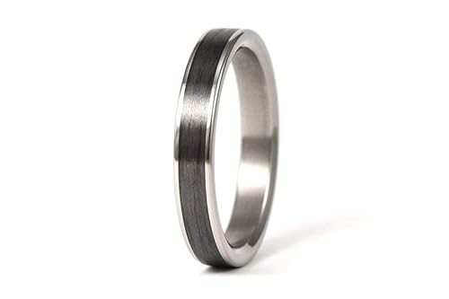 Women's titanium and carbon fiber ring. Unique black wedding band. Water resistant and hypoallergenic. (00333_4N)