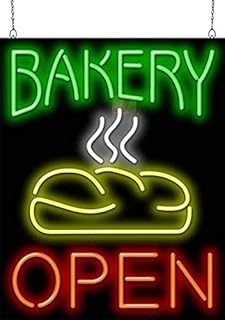 Bakery Open with Bread Neon Sign