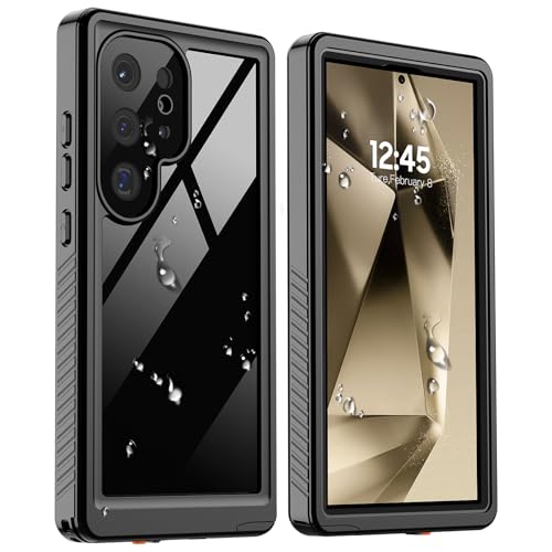 zapica Designed for Waterproof Samsung Galaxy S24 Ultra Case Built-in Camera & Screen Protector [IP68 Waterproof][Military Drop Proof] Full Body Protective Phone Case for Galaxy S24 Ultra Black/Clear