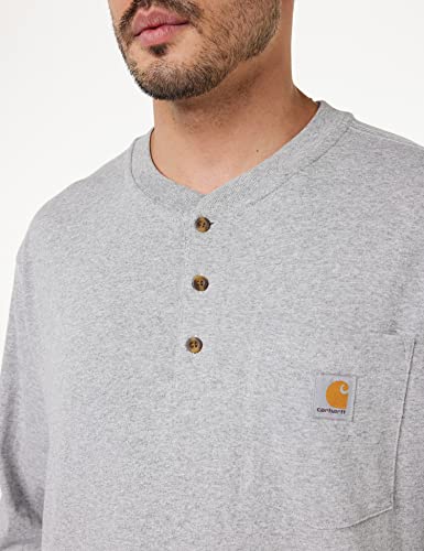 Carhartt Men's Loose Fit Heavyweight Long-Sleeve Pocket Henley T-Shirt, Heather Gray, Xx-Large #TOP6