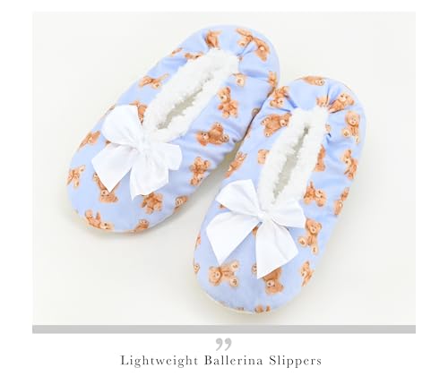 Image of DICUIRD Womens Cozy&Warm Soft Sole Slipper Socks with Grippers-Girls Teddy Fleece Indoor Slipper with Non-skid Bottoms