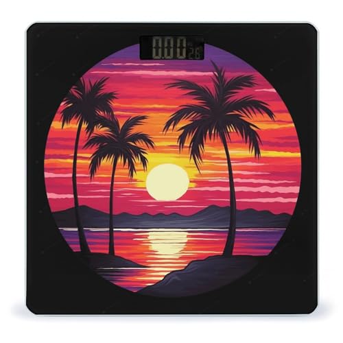 Báscula de baño digital diseño Palm Tree Sunset 10.2x10.2x0.98 pulg