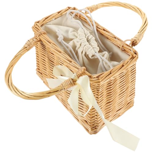 Bolso de mimbre tejido tipo bolso tote con asa superior miniatura 3