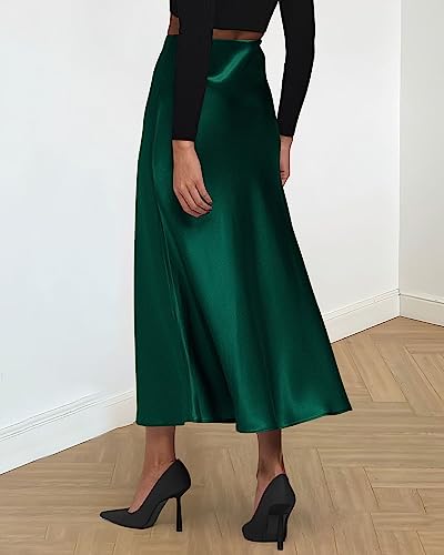 Image of BTFBM 2026 Summer Womens Skirts Silk Elegant High Waist Flowy Long Satin A-Line Midi Skirt Cocktail Wedding Party