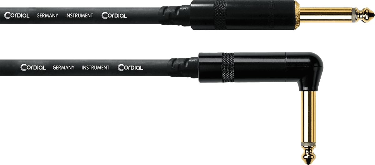 CORDIAL - CCI1.5PR 1.5m Straight Jack Guitar Cable/Angled Jack/REAN 6.35mm Connectors Gold Plated Essentials